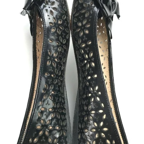 Prada Cipria Eyelet perforated patent bow flats - Picture 6 of 8